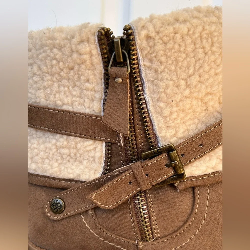 Liz Claiborne Ankle‎ Boots Faux Fur Side Zip 10M